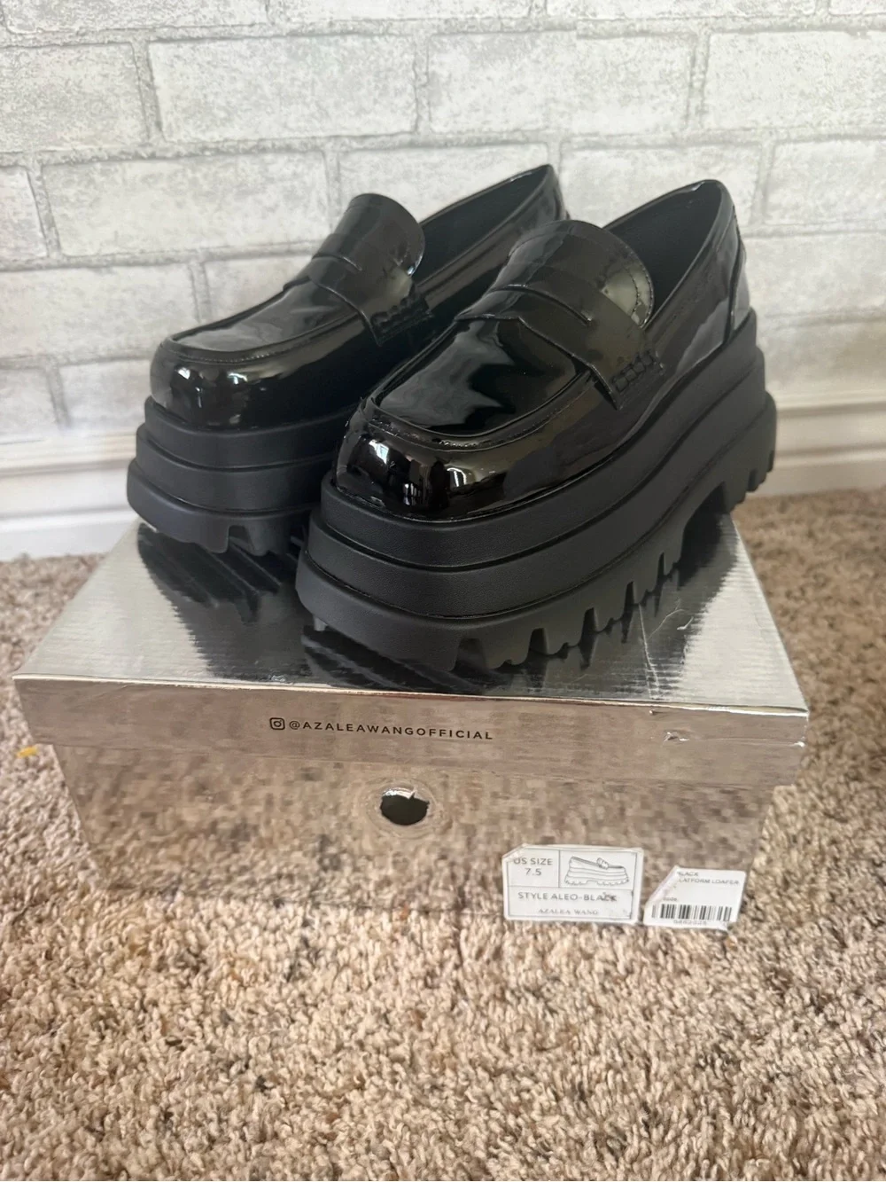 Platform Patent Loafers in Black
